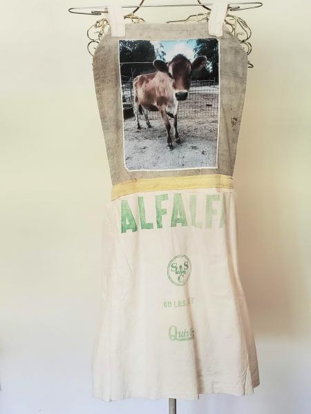 Feed Sack Apron Cow