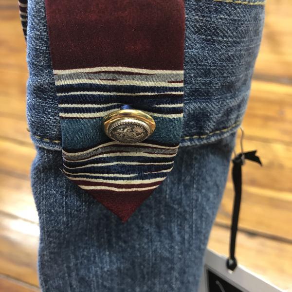 blue denim + red stripe tie wine sleeve picture