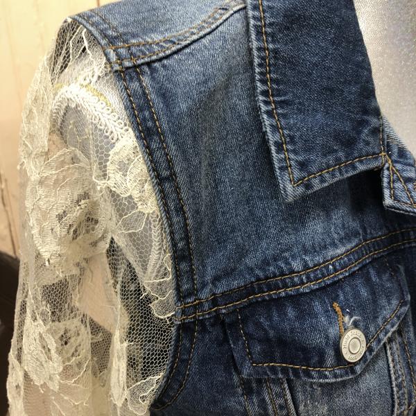 dark torn denim + floaty lace bell jacket picture