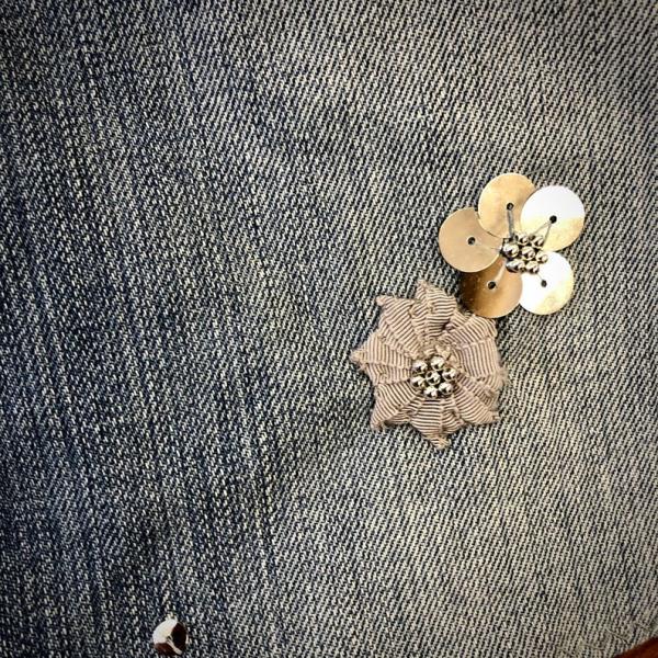 vintage 7 distressed denim + retro bling skirt picture