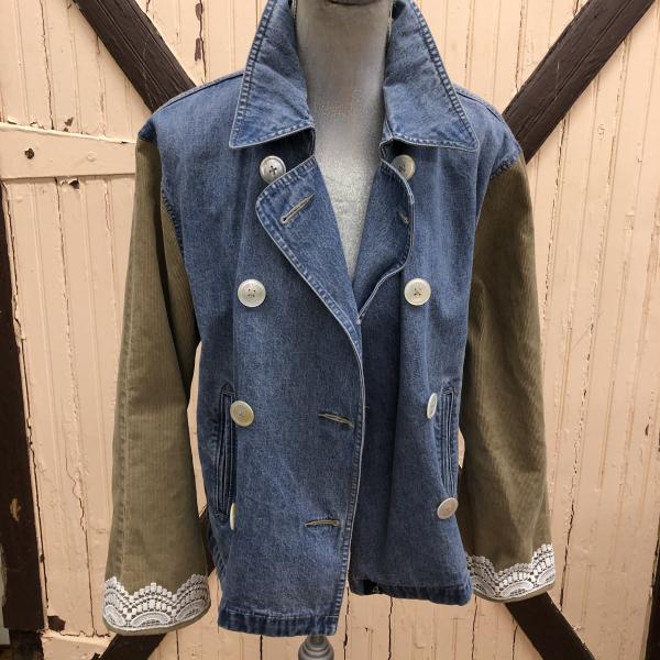 vintage nautical double breasted denim jacket picture