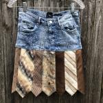 snakeskin denim + tan graphic tie skirt