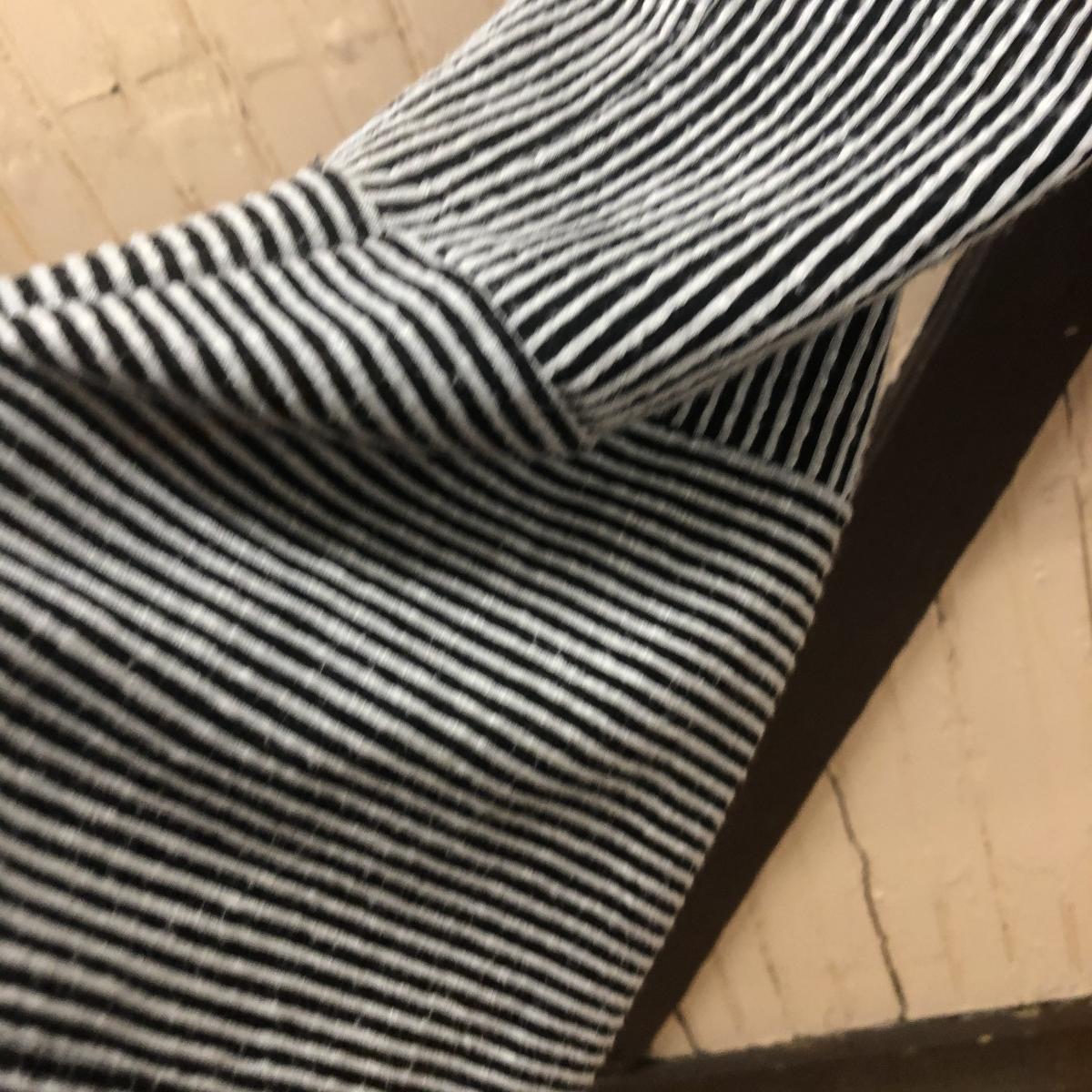 blue-black denim + soft pinstripe bell jacket picture