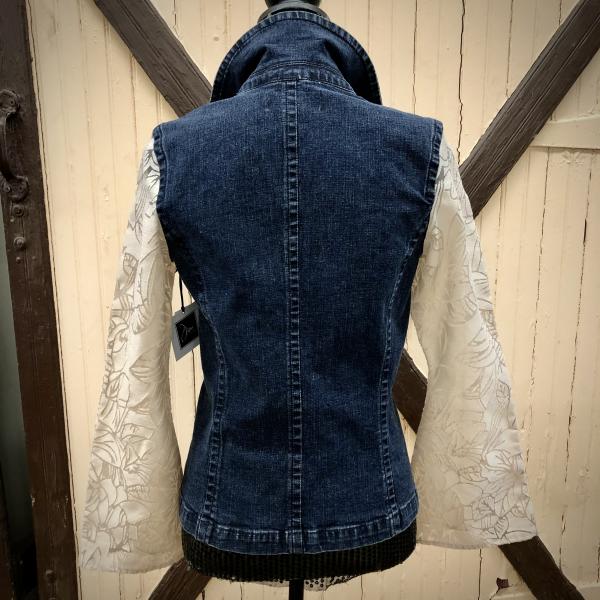 nautical double breasted + peek-a-boo lace bell denim jacket picture