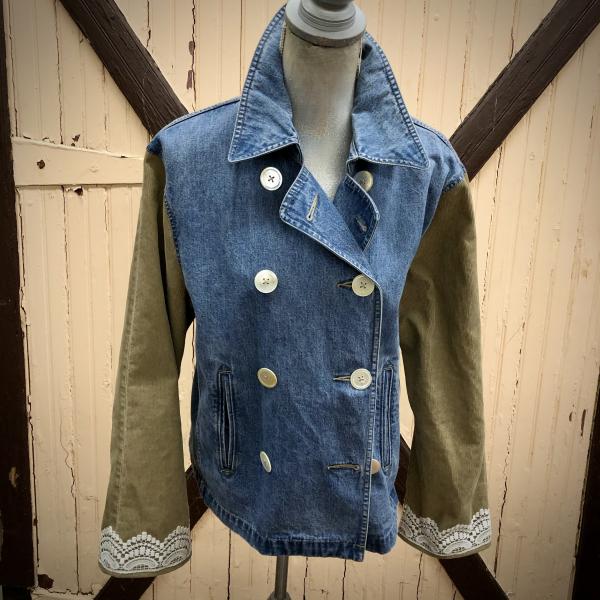 vintage nautical double breasted denim jacket picture