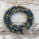 Czech Cadet Blue and Gold Glass Wrap