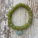 Green Glass with Aqua Bee Charm