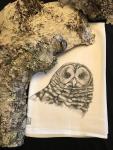 TEA TOWEL BARRED OWL