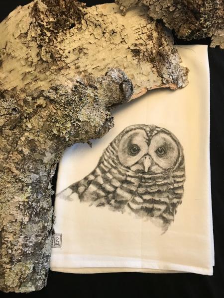 TEA TOWEL BARRED OWL picture