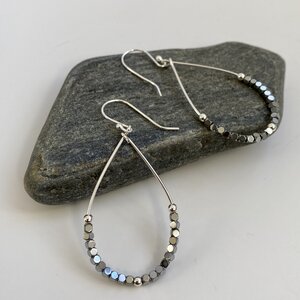 delicate teardrop hematite earring picture