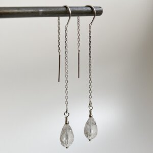 quartz crystal threader earrings