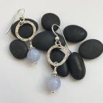 natural chalcedony hammered ring earrings