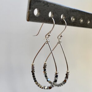 delicate teardrop hematite earring picture