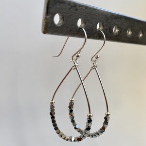 delicate teardrop hematite earring picture