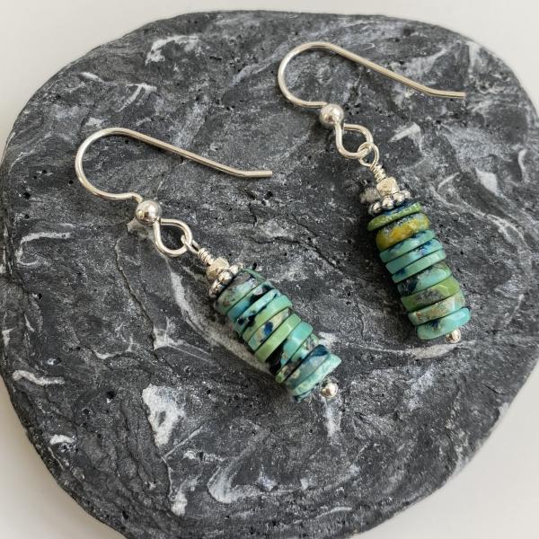 turquoise sliver stack earrings picture