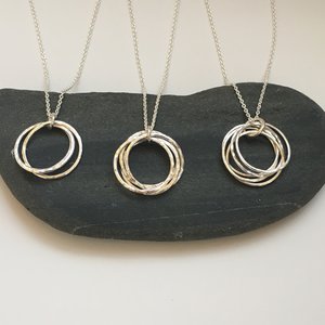sterling hammered multi ring necklace