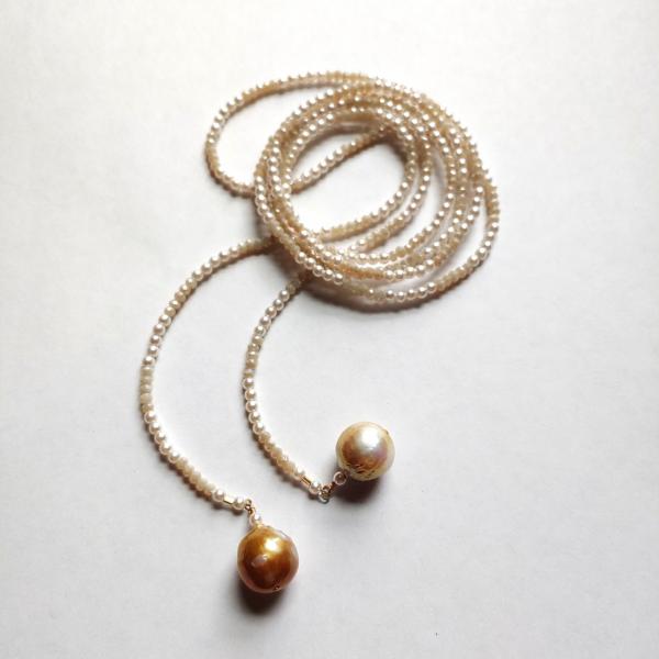 Crystal and Vintage Pearl Lariat picture