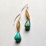 Vintage filigree and teal glass earrings