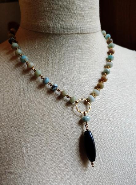 Amazonite and onyx necklace picture
