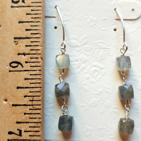 Labradorite faceted cube earrings picture