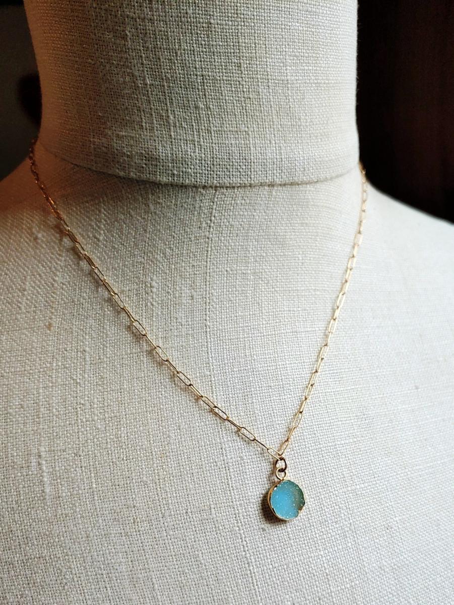 Aqua druzy necklace picture