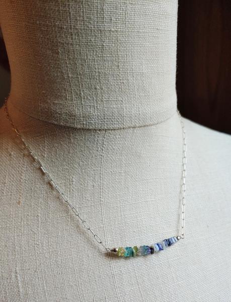 Multi gemstone bar necklace picture