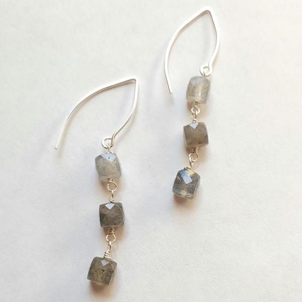 Labradorite faceted cube earrings