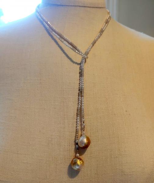 Crystal and Vintage Pearl Lariat picture