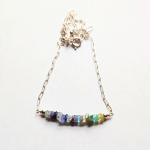 Multi gemstone bar necklace