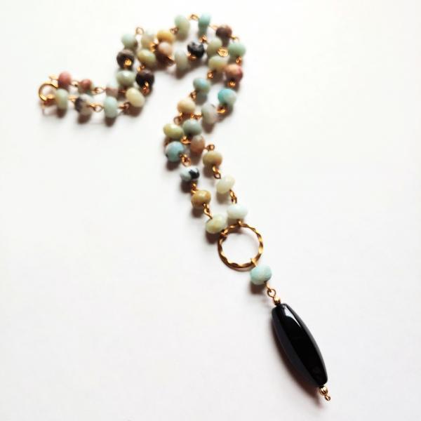 Amazonite and onyx necklace picture