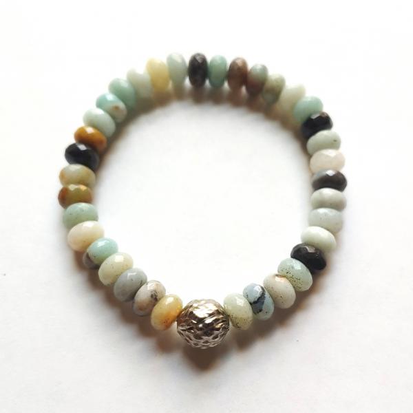 Faceted amazonite stretch bracelet picture