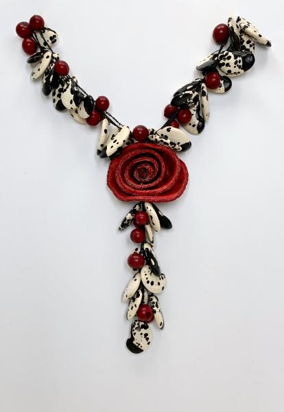 Citrus rose bean necklace