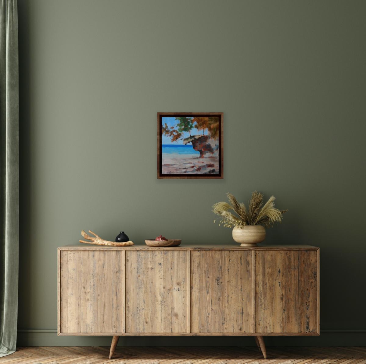 Leaping over picture