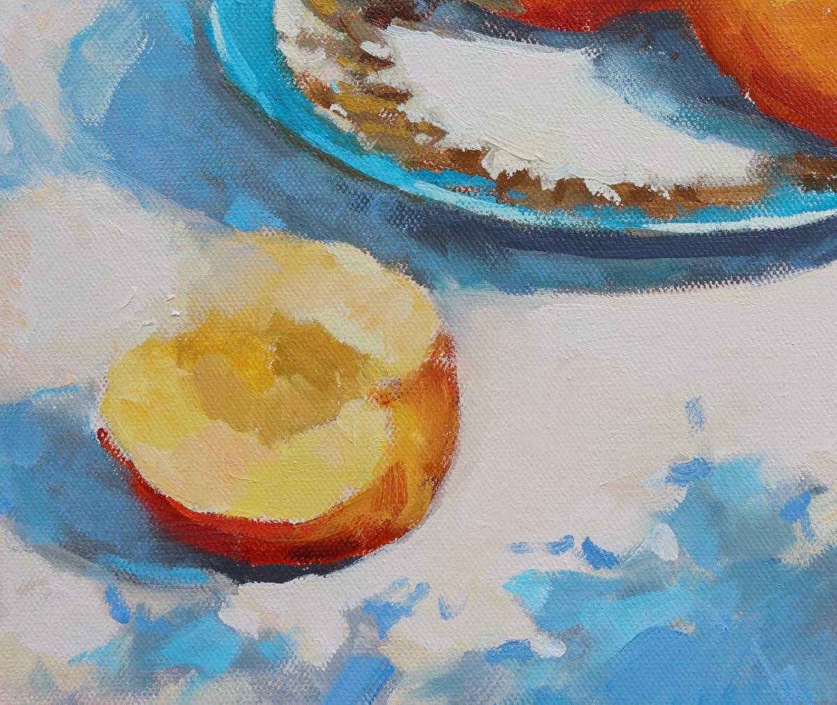 Peaches and blue saucer picture