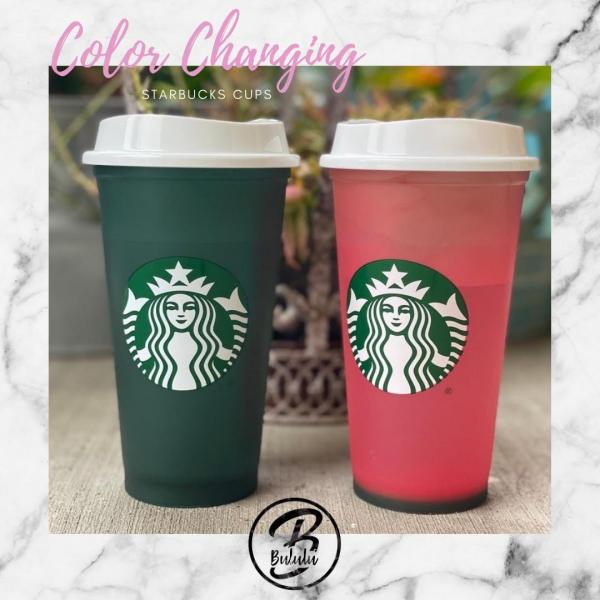 Color Changing Starbucks Cup, Full Wrap Hearts Starbucks Cold Cup