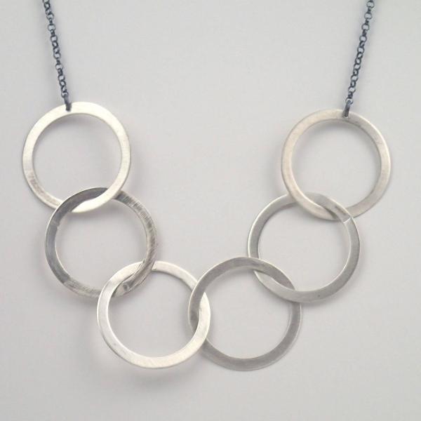 Silver Six Rings Necklace