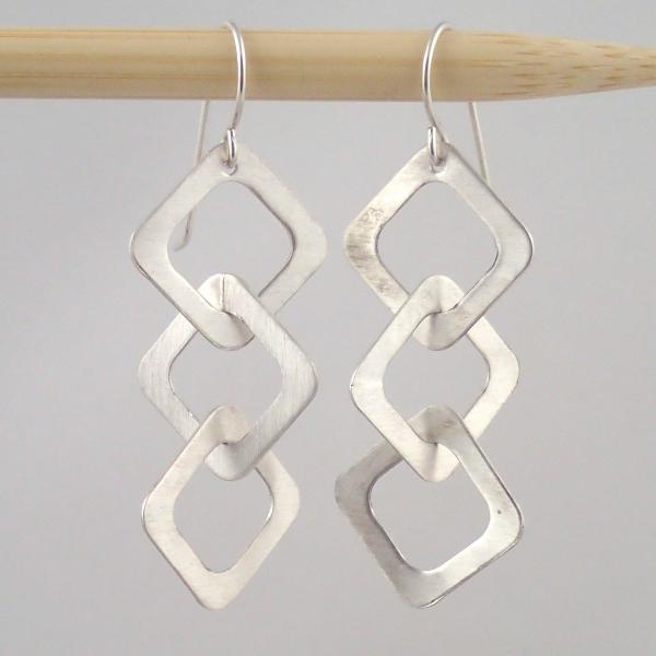 small silver Three Diamond earrings