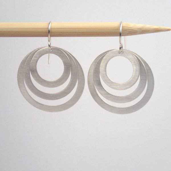 Silver three rings earrings