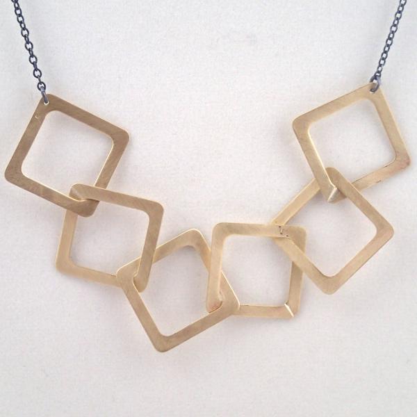 Brass Six Diamond Necklace