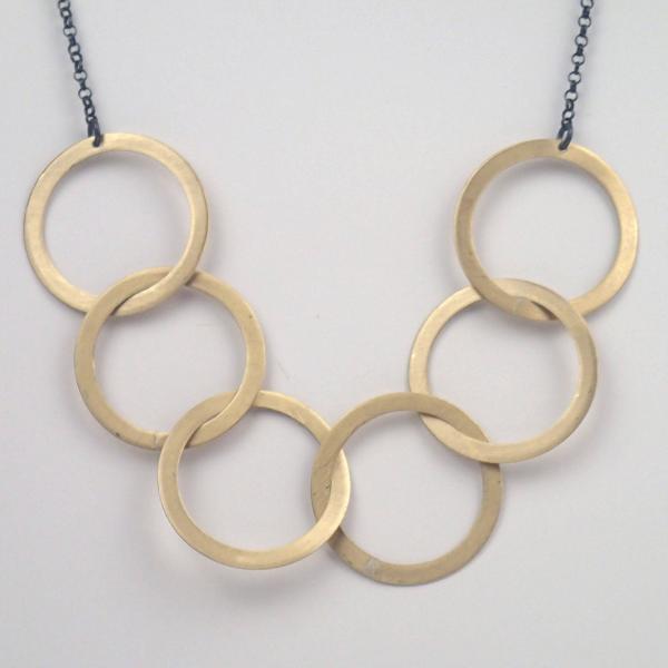 Brass Six Rings Necklace