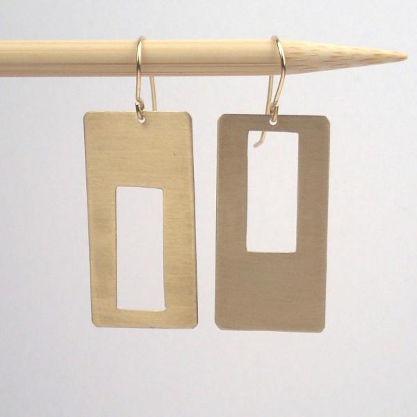 Brass rectangle earrings picture