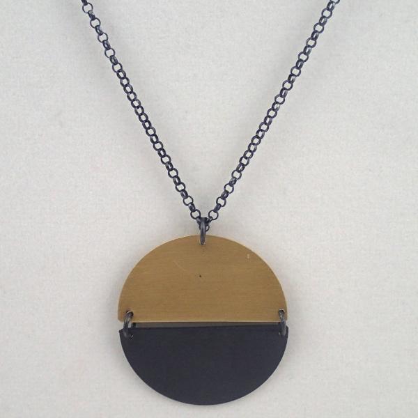 Hemisphere Necklace in Brass and Oxidized Silver