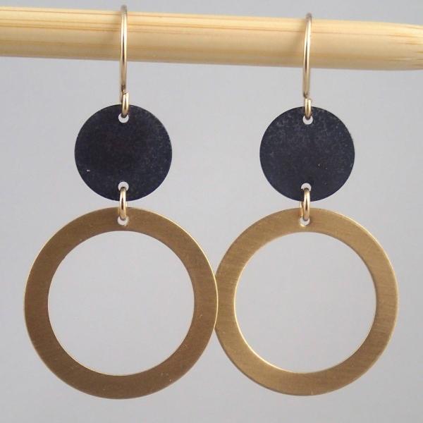 Satellite Earrings in Brass and Oxidized Silver picture