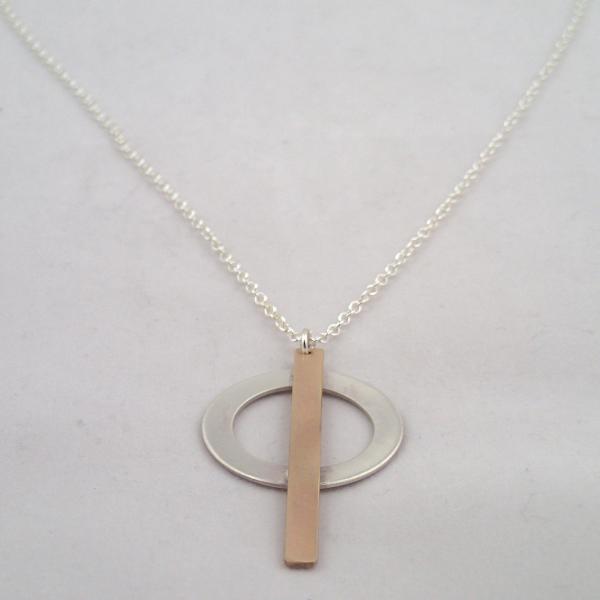 Ring and Bar Necklace in Silver and Brass picture