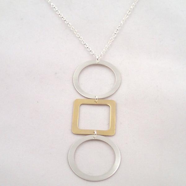 Tic Tac Toe Necklace in Silver and Brass picture