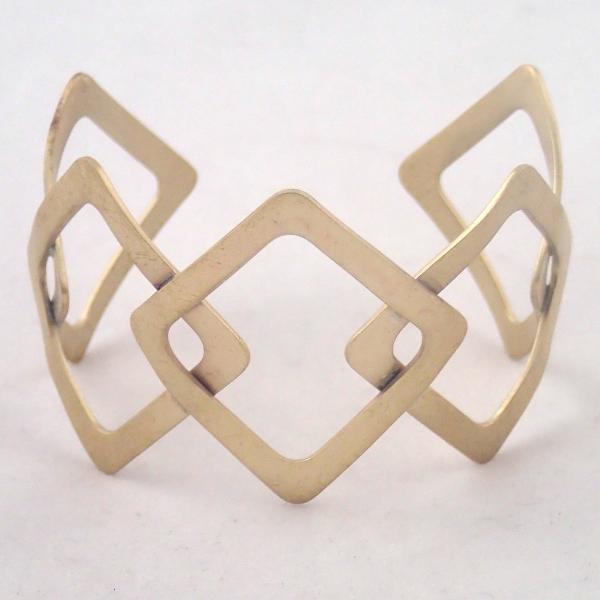 Brass Five Diamond Cuff Bracelet