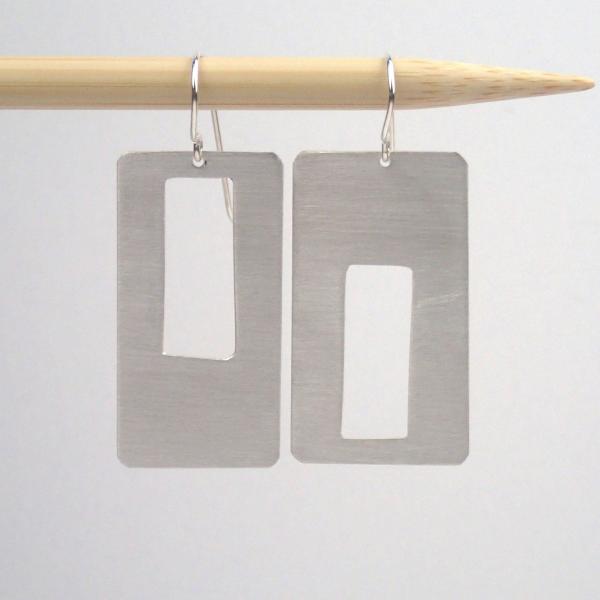 Silver rectangle earrings picture