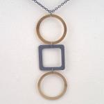 Tic Tac Toe Necklace in Brass and Oxidized Silver