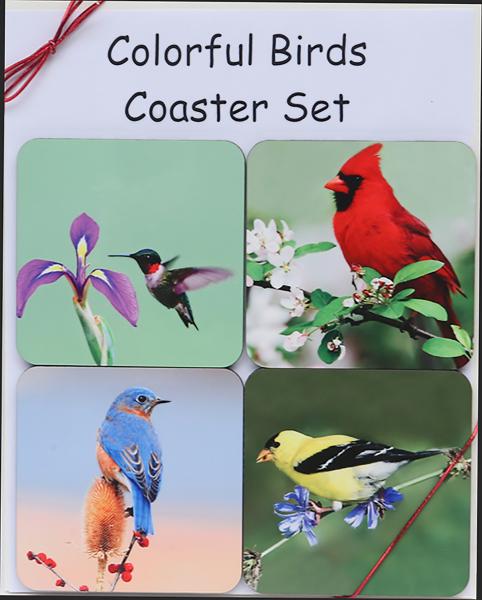 Colorful birds coaster set