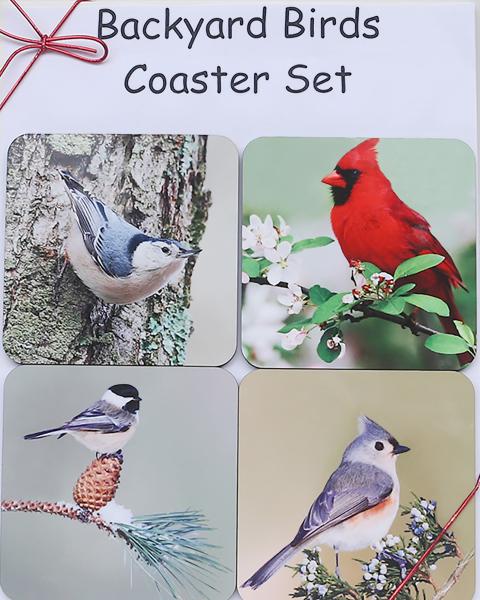 Backyard birds coaster set